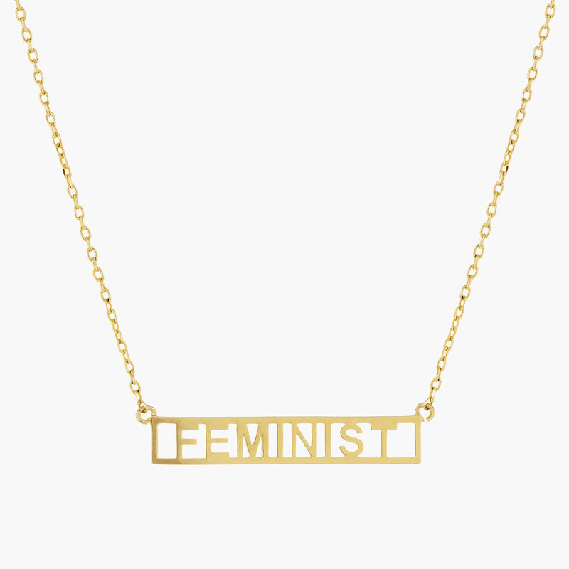 Motivational Word Plate Necklace - Bar Pendant Necklace - Gold Inspirational Chain Necklace - Love Babe Badass Boss Feminist Fierce Slay