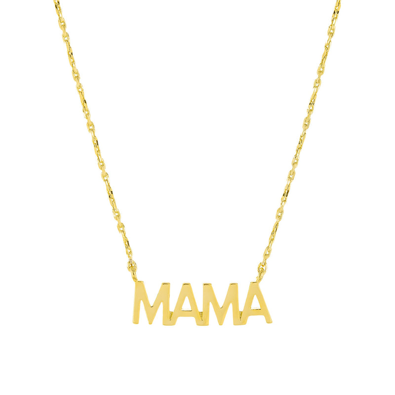 18K Gold Plated Mama Pendant Necklace - Cute Mom Charm - Thin Dainty Everyday Stack Layer Chain - Letter Word Station - Gift Ideas for Her