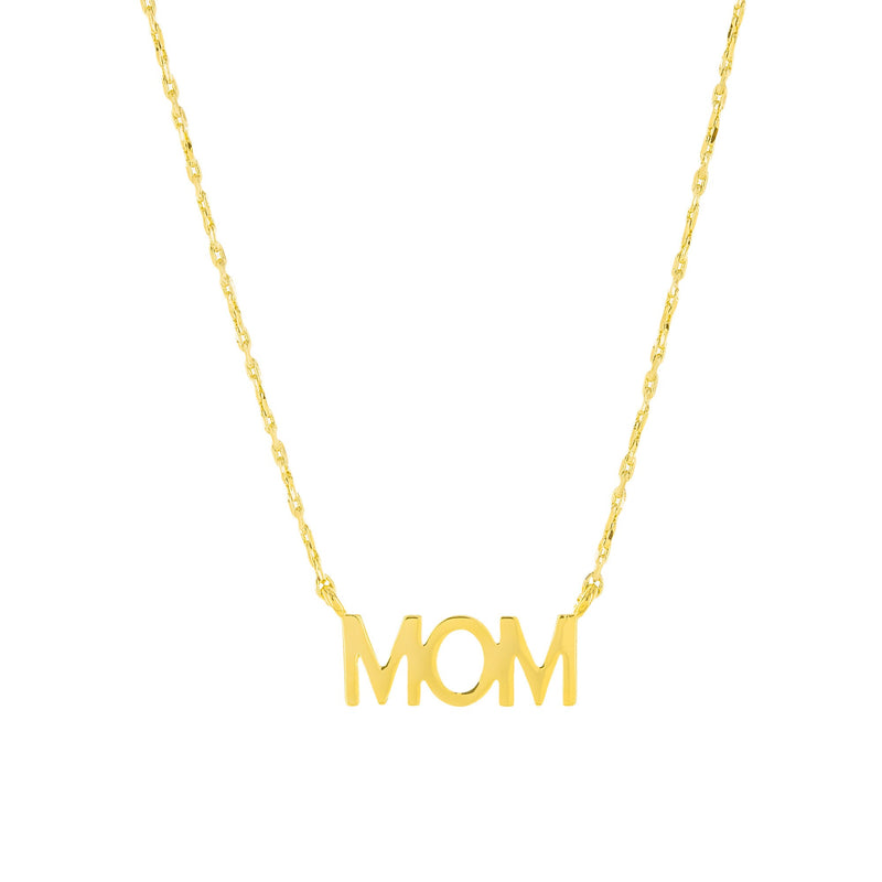 18K Gold Plated Mama Pendant Necklace - Cute Mom Charm - Thin Dainty Everyday Stack Layer Chain - Letter Word Station - Gift Ideas for Her