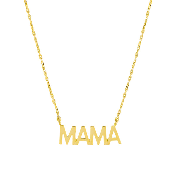 18K Gold Plated Mama Pendant Necklace - Cute Mom Charm - Thin Dainty Everyday Stack Layer Chain - Letter Word Station - Gift Ideas for Her