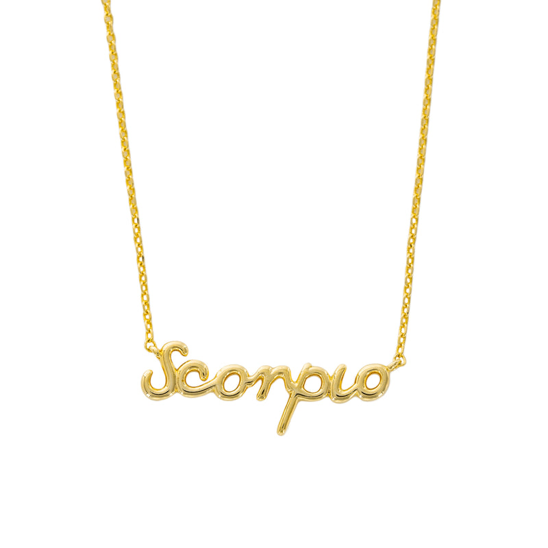 GOLD ZODIAC SCRIPT NECKLACE
